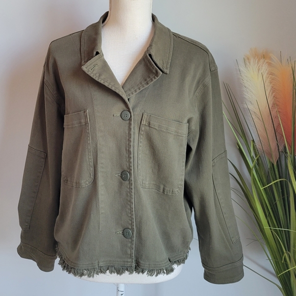 Anthropologie, New, Sanctuary Army Olive Green Utility Denim Jacket, Large - Picture 6 of 15